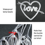 LED Heart-Shaped Decorative Lights Curtain Lights Holiday Dress String Lights, EU Plug, Warm White Light, Colorful Light
