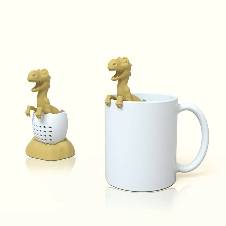 Dinosaur Baby Silicone Tea Strainer, Lucky Green, Candlelight Yellow