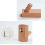 Solid Wood Punch-Free Entrance Behind The Door On The Wall Sticky Hook Clothes Hook Beech Wood, Black Walnut