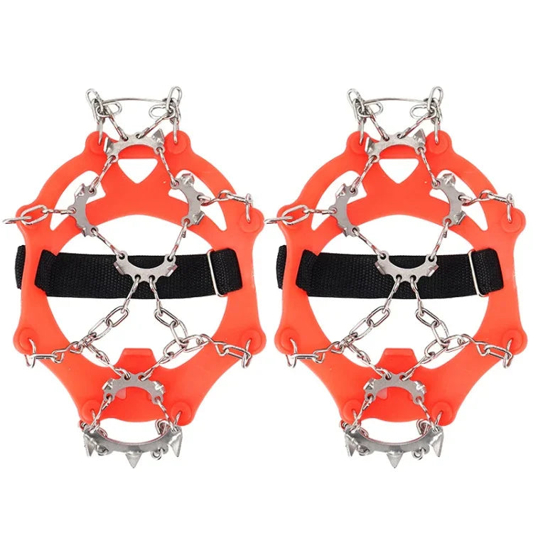 13 Teeth Outdoor Stainless Steel Mountaineering Climbing Crampons Trekking Non-Slip Shoe Covers, Size:, 13 Teeth M（Orange）