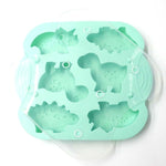 DIY 6 Grid Silicone Dinosaur Cake Mold Baby Food Supplement Mold Baking Tools, Pink, Light Green