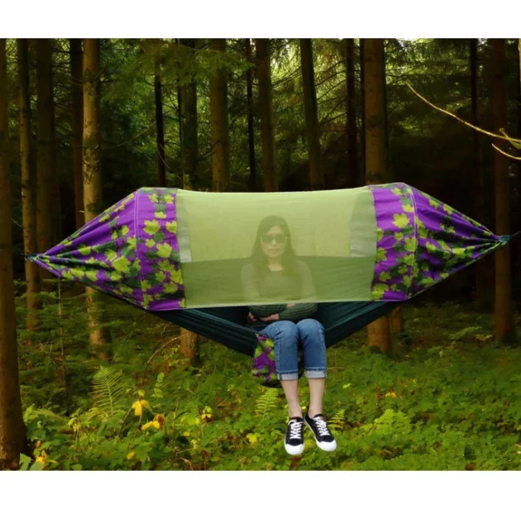 Outdoor Camping Mosquito-Proof Shade Hammock Parachute Cloth Printed Mosquito Net Hammock, Size: 270x140cm, 270x140cm Maple