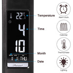 U2 5W 3-Level Dimmable LED Leather Texture Desk Lamp With Temperature/Clock/Calendar Display, Black