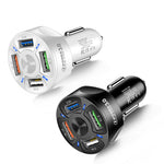 BK-358 3A QC3.0 4USB Car Charger One For Four Mobile Phone Car Charger, Black, White