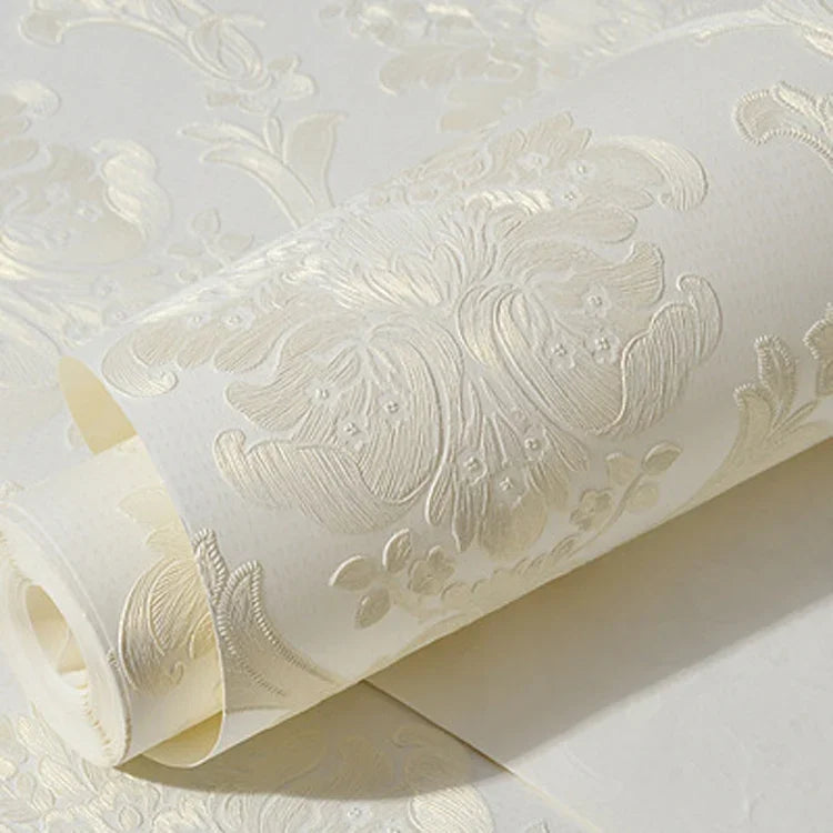 Bedroom Living Room Classic Damascus 3D Precision Pressed Non-Woven Fabric Self-Adhesive Wallpaper, 0.53 x 3 Meters