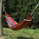 Thick Canvas Hammock Field Rollover Prevention Outdoor  Hammock Swing, 260x80 No Stick Single (Red Stripe), 260x80  Non-stick Single (Blue Stripes ), 260x100 No Stick (Red Stripes), 260x100 No Stick (Blue Stripes), 260x150 No Stick (Red Stripes）