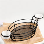 Wrought Iron Fruit Portable Storage Basket Bread French Fries Fried Snacks Portable Basket, Double Cup Egg-shaped, Double Cup Round, Single Cup Boat, Square Short Basket, Rectangular Short Basket, Large Round Wire, Small Round Wire, Large Messy Wire
