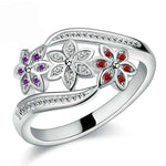 Tricolor Flower Fashion Color Tail Diamond Ring