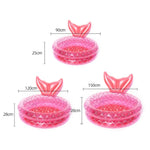 Inflatable Mermaid Shape Pool Home Children Baby Pink Round Swimming Pool Floating Air Cushion, 90cm, 120cm, 150cm