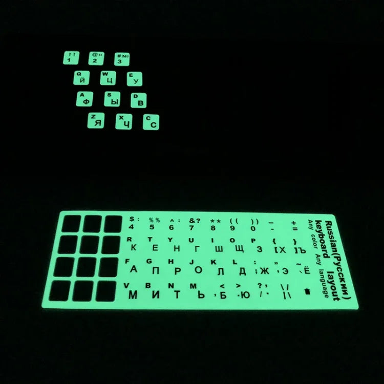 3 PCS Luminous Keyboard Stickers Notebook Desktop Computer Keyboard Stickers, English Arabic, Russian Black Word, English, Italian, German, Spanish, Japanese, French, Korean, Hebrew, Thai