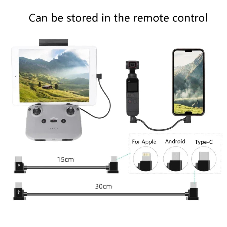 Sunnylife TY-X9304 Suitable For DJI Mavic Air 2S / DJI FPV Flight Glasses V2 / Mavic Mini2 / Osmo Pocket 2 Mobile Phone Tablet Cable, 15cm Type-C to 8 Pin Cable, 15cm Type-C to Micro USB  Cable, 15cm Type-C to Type-C Cable, 30cm Type-C to 8 Pin Cable  ...