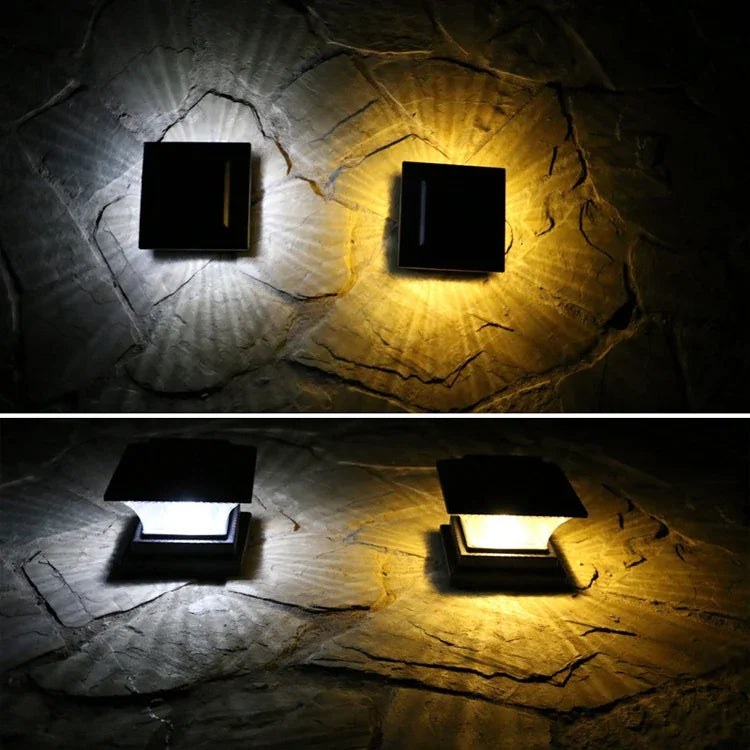 Outdoor Solar Column Lamp IP44 Waterproof Garden Fence Light Solar Street Lamp, Black Shell+White Light, Black Shell+Warm Light, Gold Bronze Shell+White Light, Gold Bronze Shell+Warm Light