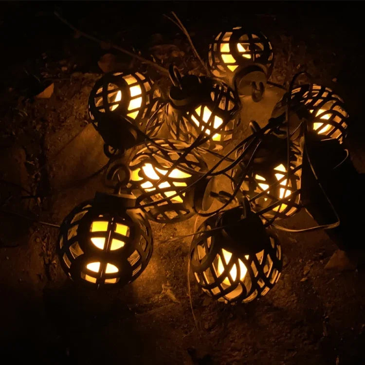 Solar Flame Ball Light String Outdoor Solar Courtyard IP44 Waterproof Light, 6 in 1, 8 in 1