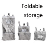 Baby Crib Hanging Bag Multifunctional Detachable Bed Diaper Toy Storage Bag, Gray Snow, Gray Stripe