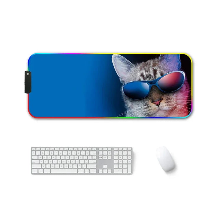 F-01 Rubber Thermal Transfer RGB Luminous Non-Slip Mouse Pad, 250x350x3mm, 250x350x4mm, 260x390x3mm, 260x390x4mm, 300x350x3mm