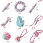 Cotton Rope Dog Molar Teeth Cleaning Toy Candy Color Woven Cotton Rope, Cotton Rope Single Ball, Single Ball, Double Ball, Hand Pulling Ball, 5 PCS Dumbbell Ball, 3 PCS Donut, Bone, Corn Stick, 7 Corn Handle Stick, 7 PCS Tuning Knot Color Randomly