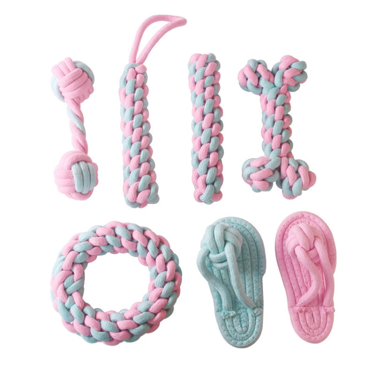 Cotton Rope Dog Molar Teeth Cleaning Toy Candy Color Woven Cotton Rope, Cotton Rope Single Ball, Single Ball, Double Ball, Hand Pulling Ball, 5 PCS Dumbbell Ball, 3 PCS Donut, Bone, Corn Stick, 7 Corn Handle Stick, 7 PCS Tuning Knot Color Randomly