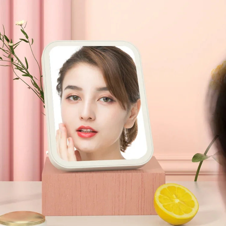 2 PCS LED Makeup Mirror With Lamp Fill Light Dormitory Desktop Dressing Mirror Female Folding Portable Small Mirror,Style:, Charging Monochromatic Light (White), Charging Monochromatic Light (Pink), Plug-in Monochromatic Light (White)                  ...