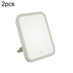 2 PCS LED Makeup Mirror With Lamp Fill Light Dormitory Desktop Dressing Mirror Female Folding Portable Small Mirror,Style:, Charging Monochromatic Light (White), Charging Monochromatic Light (Pink), Plug-in Monochromatic Light (White)                  ...