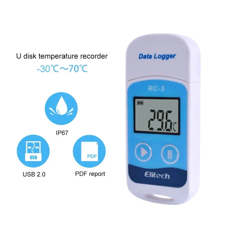 TTE35065 Digital USB Temperature Data Logger for Warehouse Storage, Refrigerated, Cold Storage and Laboratory, TTE35065