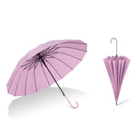 16 Bone Plain Straight Umbrella Small Fresh Long Handle Umbrella, High Indigo, Grapefruit Pink, Matcha Green, Orange, Apricot, Dark Blue, Mint Green, Charm Blue, Ginger, Red Wine, Violet, Classic Black, Vanilla Green, Wood Handle High Indigo