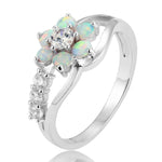 925 Silver Women Opal Flower Ring Jewelry, 6, 8, 9, 10