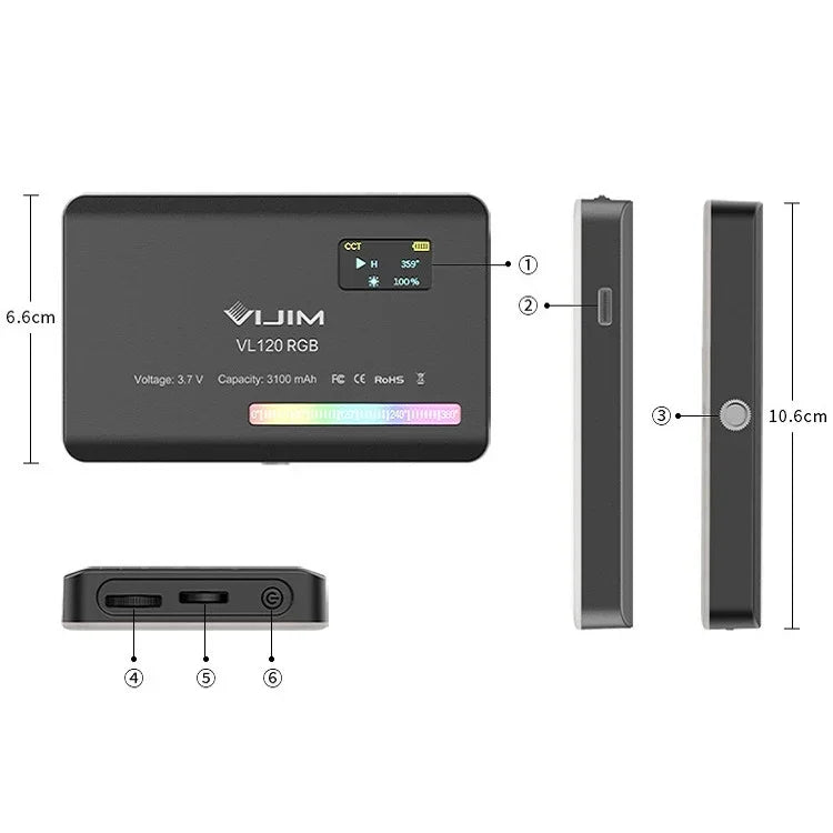 Ulanzi VL120 RGB Full Color RGB SLR Camera Photography Live Photo Video Small Light, VL120 RGB