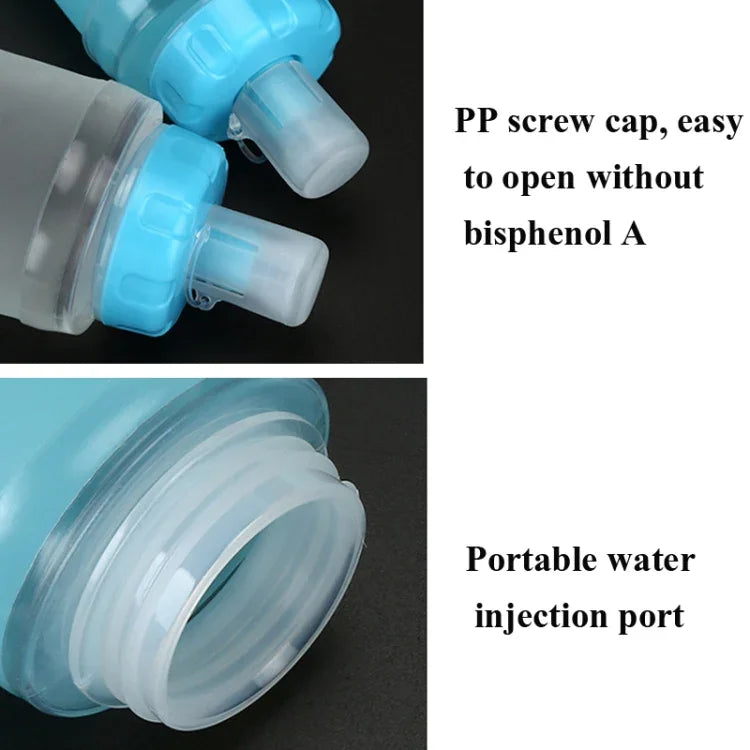 AFISHTOUR TPU Outdoor Sports Soft Water Bag Marathon Water Bottle Folding Water Bag, Capacity:, 400ml (Blue), 400ml (Transparent), 300ml (Blue), 300ml (Transparent)