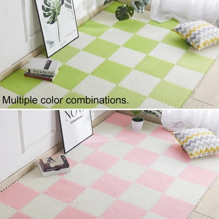 2 PCS Living Room Bedroom Children Kids Soft Carpet Magic Patchwork Jigsaw Splice Heads Climbing Baby Mat 30x30cm, Rose Red, Camel, Purple, Coffee, Blue, Pink, Green, White, Grey
