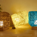 USB Square Sepak Takraw Table Lamp Bedroom Bedside Decorative Light, Spec:, Button Switch+Base, Dimming Switch+Base
