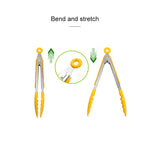 Kitchen Silicone Cooking Salad Stainless Steel Handle Food Clip, Steel Handle Food Clip(Blue)