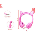 LX-K06 3.5mm Wired Children Learning Luminous Cat Ear Headset, Cable Length: 1.2m, Pink, Purple, Blue, Orange