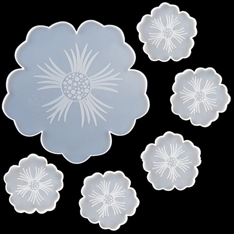 Silicone Flower Cup Pad Mold Set Crystal DIY Mirror Petal Fruit Plate Drop Mold, 1 Big + 5 Small Flowers Set, 1 Big + 3 Small Flowers Set, Big Flowers