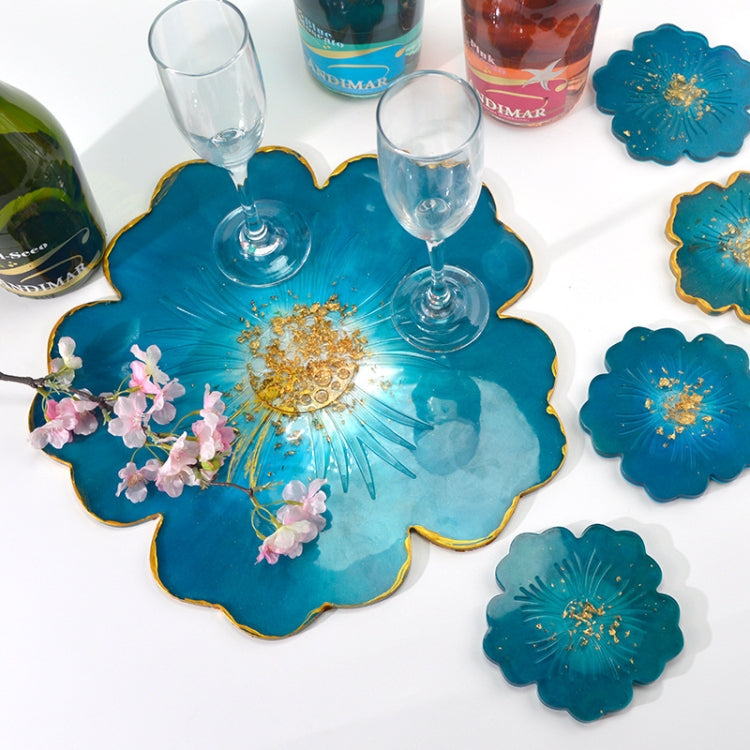 Silicone Flower Cup Pad Mold Set Crystal DIY Mirror Petal Fruit Plate Drop Mold, 1 Big + 5 Small Flowers Set, 1 Big + 3 Small Flowers Set, Big Flowers