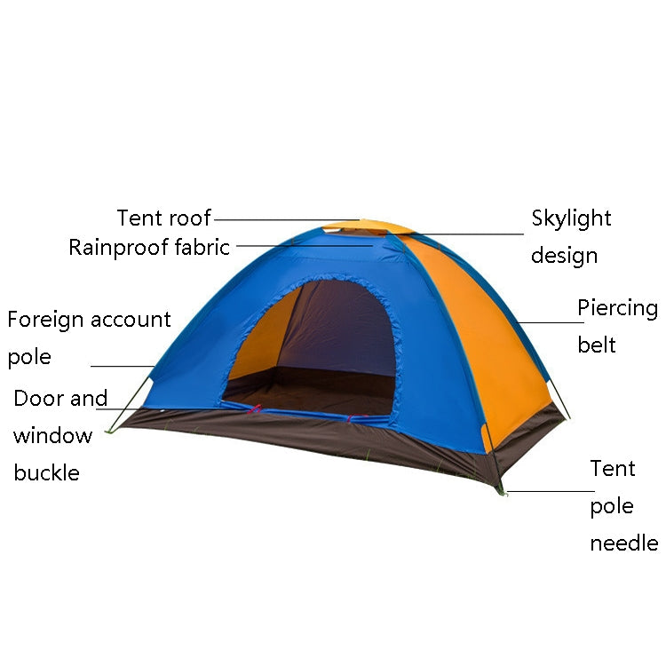 T015 Outdoor Camping Single-Layer Tent Camping Beach Tour Tent, Random Color Delivery, For 2 People, 3-4 People