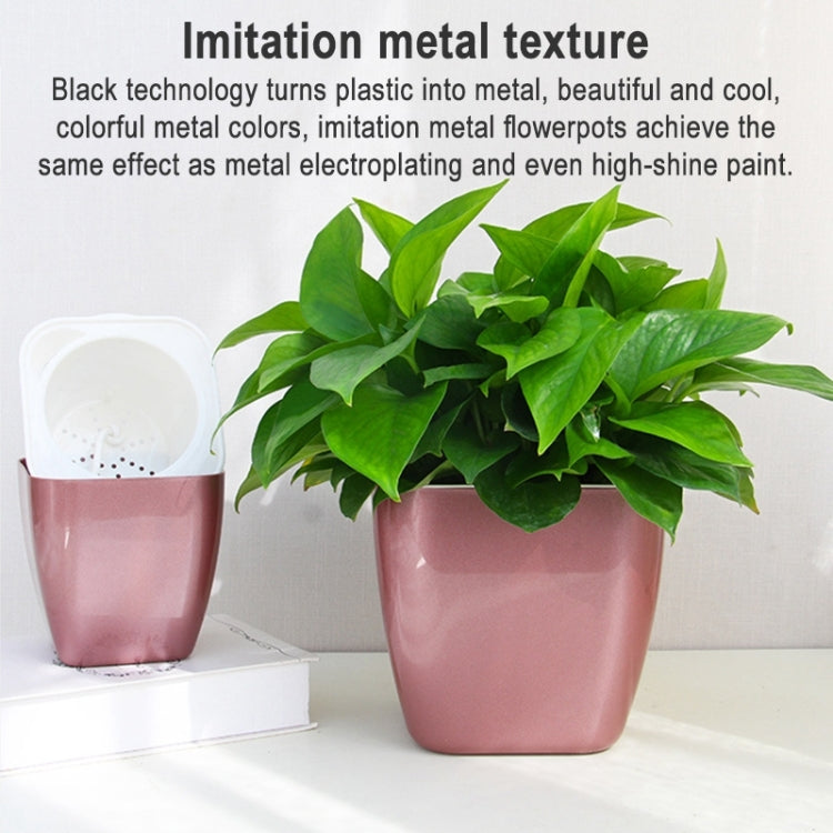 Imitation Metal Colorful Water Storage Plastic Flowerpot, G109 Medium Pot, G105 Small Pot