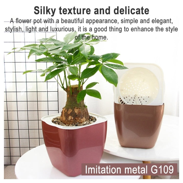 Imitation Metal Colorful Water Storage Plastic Flowerpot, G109 Medium Pot, G105 Small Pot