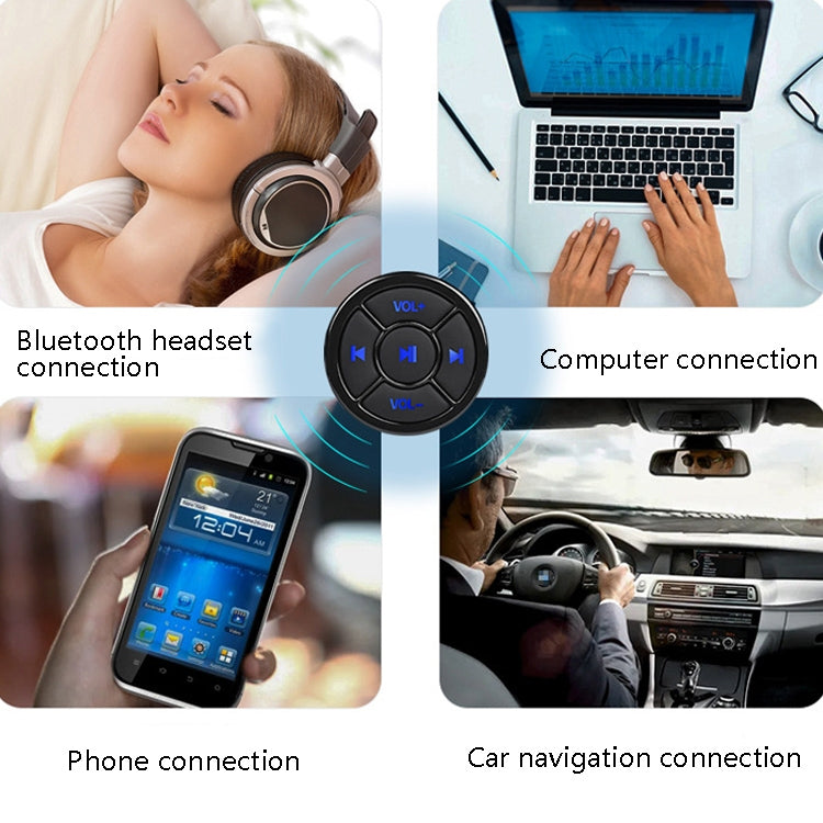 Car Mobile Phone Remote Control Bluetooth Wireless Multimedia Button Remote Control Music Playback Selfie, Black, Black With Buckle