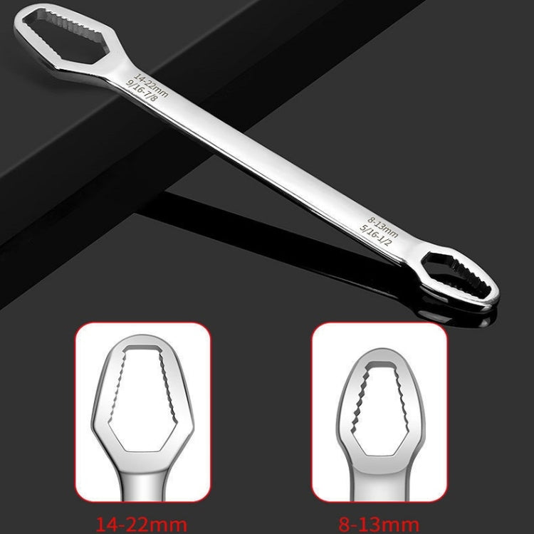Multi-Function Plum Wrench Open Adjustment Double-Headed Self-Tightening Wrench, Black, Silver