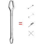 Multi-Function Plum Wrench Open Adjustment Double-Headed Self-Tightening Wrench, Black, Silver