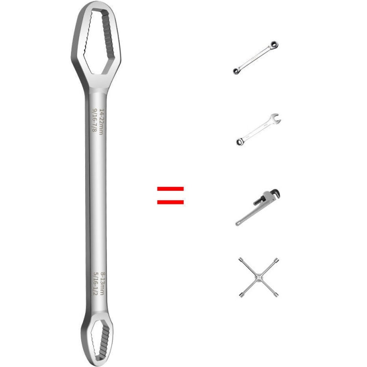 Multi-Function Plum Wrench Open Adjustment Double-Headed Self-Tightening Wrench, Black, Silver