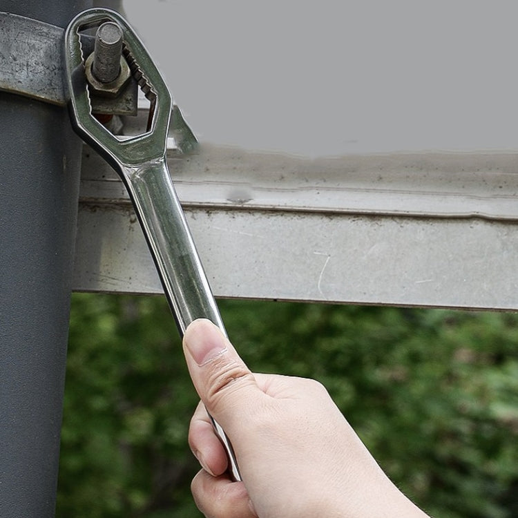 Multi-Function Plum Wrench Open Adjustment Double-Headed Self-Tightening Wrench, Black, Silver