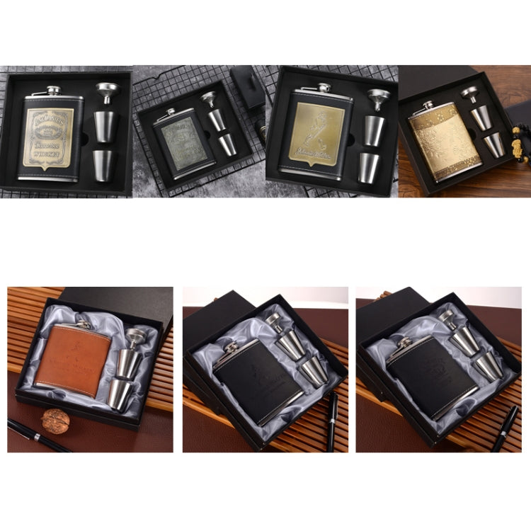 Portable Stainless Steel Hip Flask Set With Wine Glass Funnel, Style:, 8OZ New Jack Patch Core, 8OZ Old Jack Patch Core, 8OZ Old Man Patch Core, 8OZ Yellow Floral Pattern Core, 7OZ Black Leather Jack Gray, 7OZ Black Leather Old Man Gray