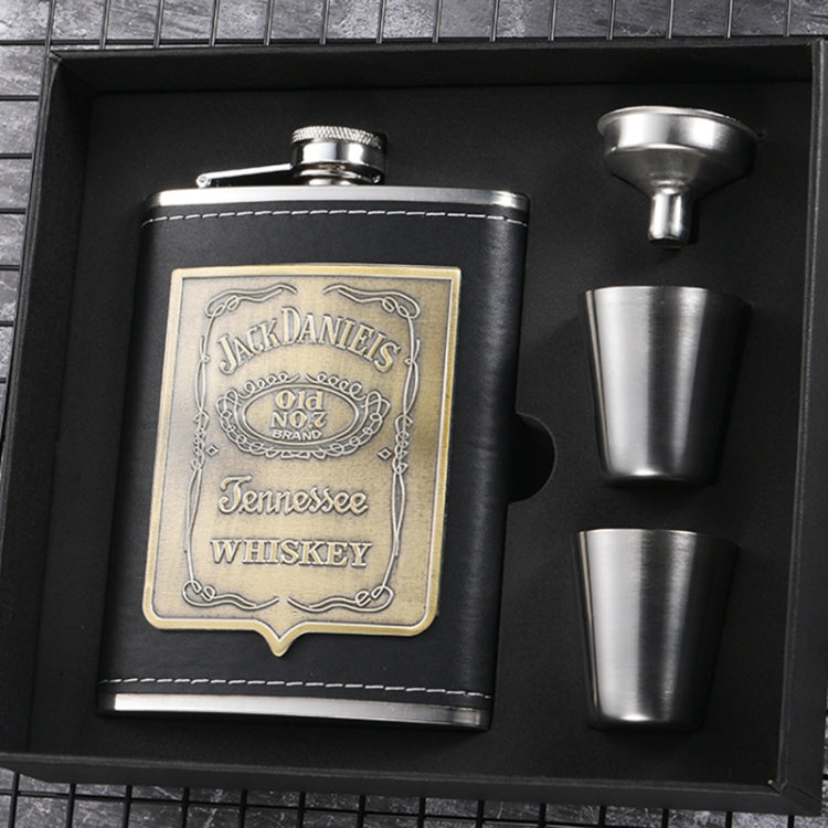 Portable Stainless Steel Hip Flask Set With Wine Glass Funnel, Style:, 8OZ New Jack Patch Core, 8OZ Old Jack Patch Core, 8OZ Old Man Patch Core, 8OZ Yellow Floral Pattern Core, 7OZ Black Leather Jack Gray, 7OZ Black Leather Old Man Gray