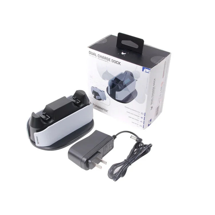 SPARKFOX W20P508 Dual Charger With Contacts Wireless Handle Charger For PS5, Style:, Charger+Data Cable+Charging Plug, Charger+Data Cable