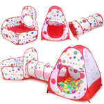 3 in 1 Children Tent Play House Tunnel Foldable Shooting Ocean Ball Pool Toy, Red