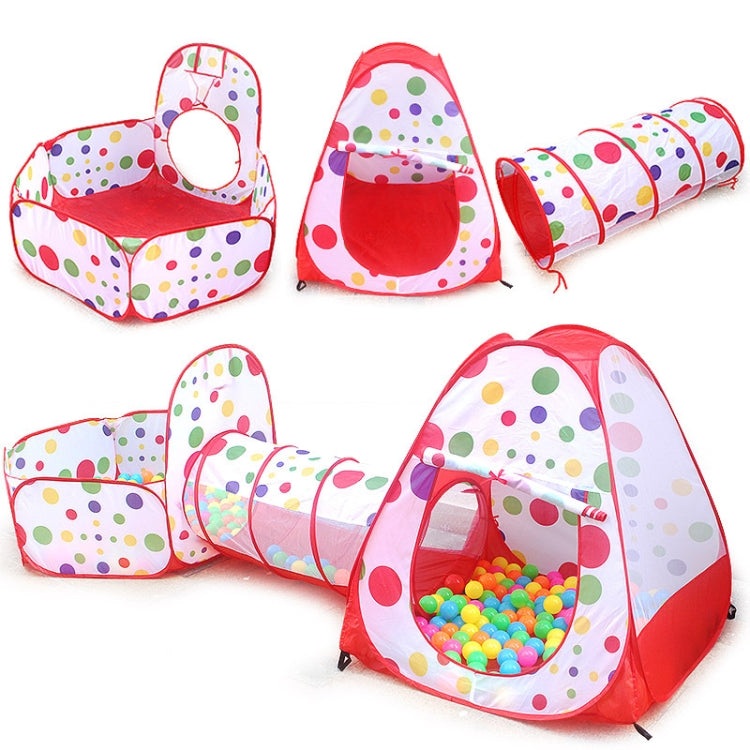 3 in 1 Children Tent Play House Tunnel Foldable Shooting Ocean Ball Pool Toy, Red