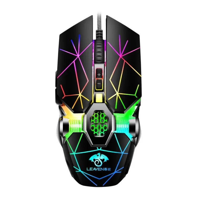 LEAVEN 7 Keys 4000DPI USB Wired Computer Office Luminous RGB Mechanical Gaming Mouse, Cabel Length:1.5m, S30 Black, S30 White, S30 Pink, S10 Black