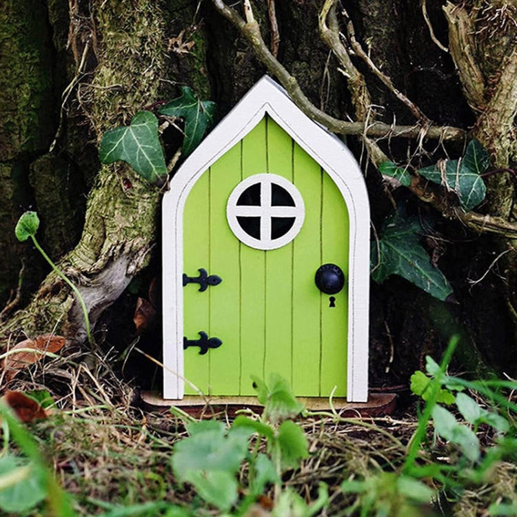 Courtyard Wooden Miniature Fairy Dwarf Door Tree Decoration, Window Door (Green), Window Door (Pink), Window Door (Red), Window Door (Yellow), Oval Door (Blue), Oval Door (Red), Oval Door (Yellow)