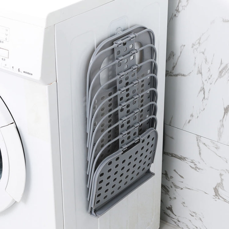 Household Bathroom Wall-Mounted Perforation-Free Folding Dirty Clothes Basket Toy Storage Basket, White, Grey